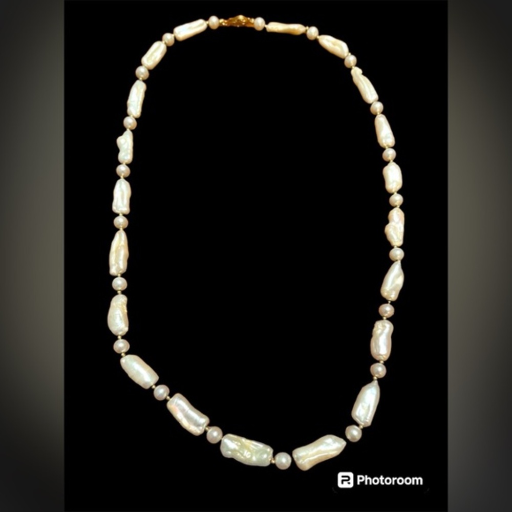 Vintage Rectangular Freshwater Pearl Necklace 11”